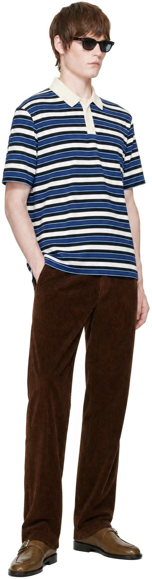 Marni Black & Blue Stripe Polo
