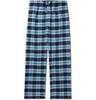 DEREK ROSE - Checked Brushed Cotton-Flannel Pyjama Trousers - Blue