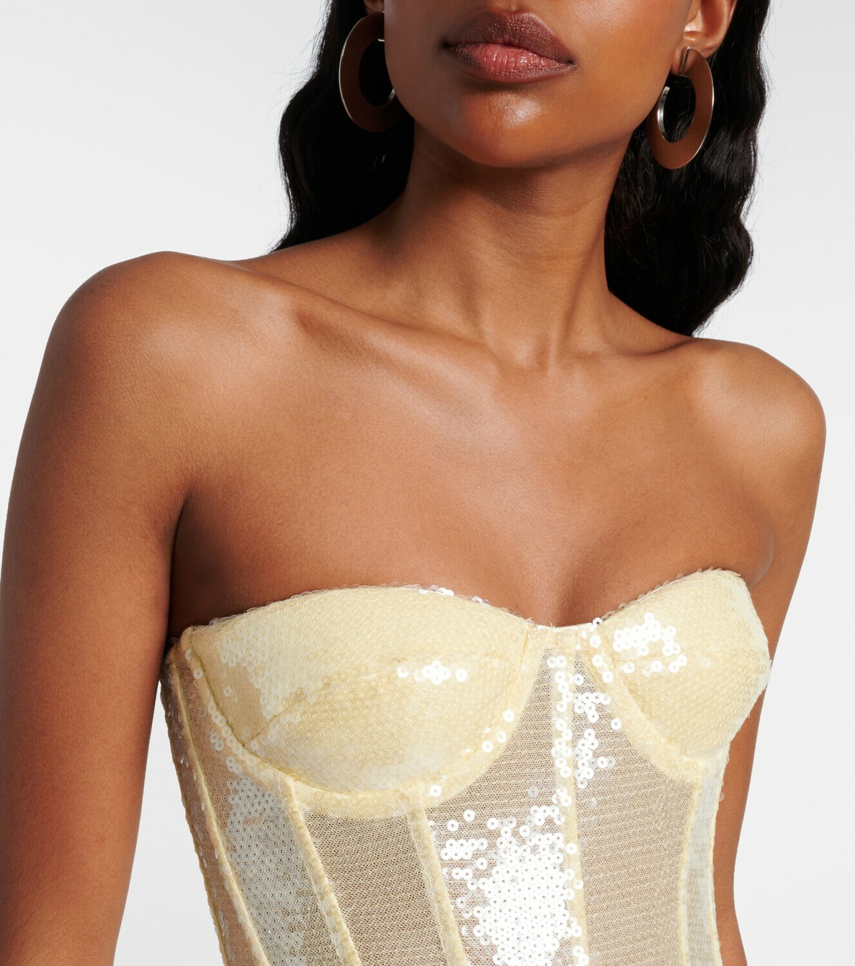 The New Arrivals Ilkyaz Ozel Sequined draped strapless minidress