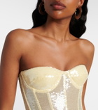 The New Arrivals Ilkyaz Ozel Sequined draped strapless minidress