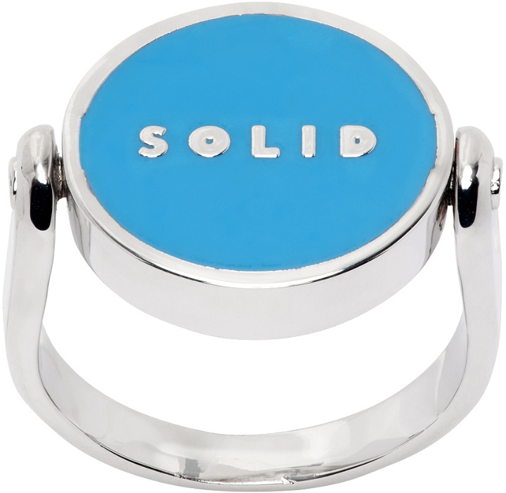 Photo: Solid Homme Silver & Blue Solid Round Ring