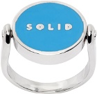 Solid Homme Silver & Blue Solid Round Ring