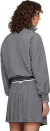 Thom Browne Gray Wool Seersucker Zip Up Track Jacket