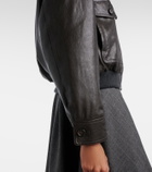 Brunello Cucinelli Shearling-trimmed leather bomber jacket
