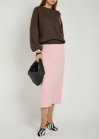 Khaite Patri Wool-blend Midi Skirt Light Pink