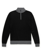 CANALI - Colour-Block Wool Half-Zip Sweater - Black