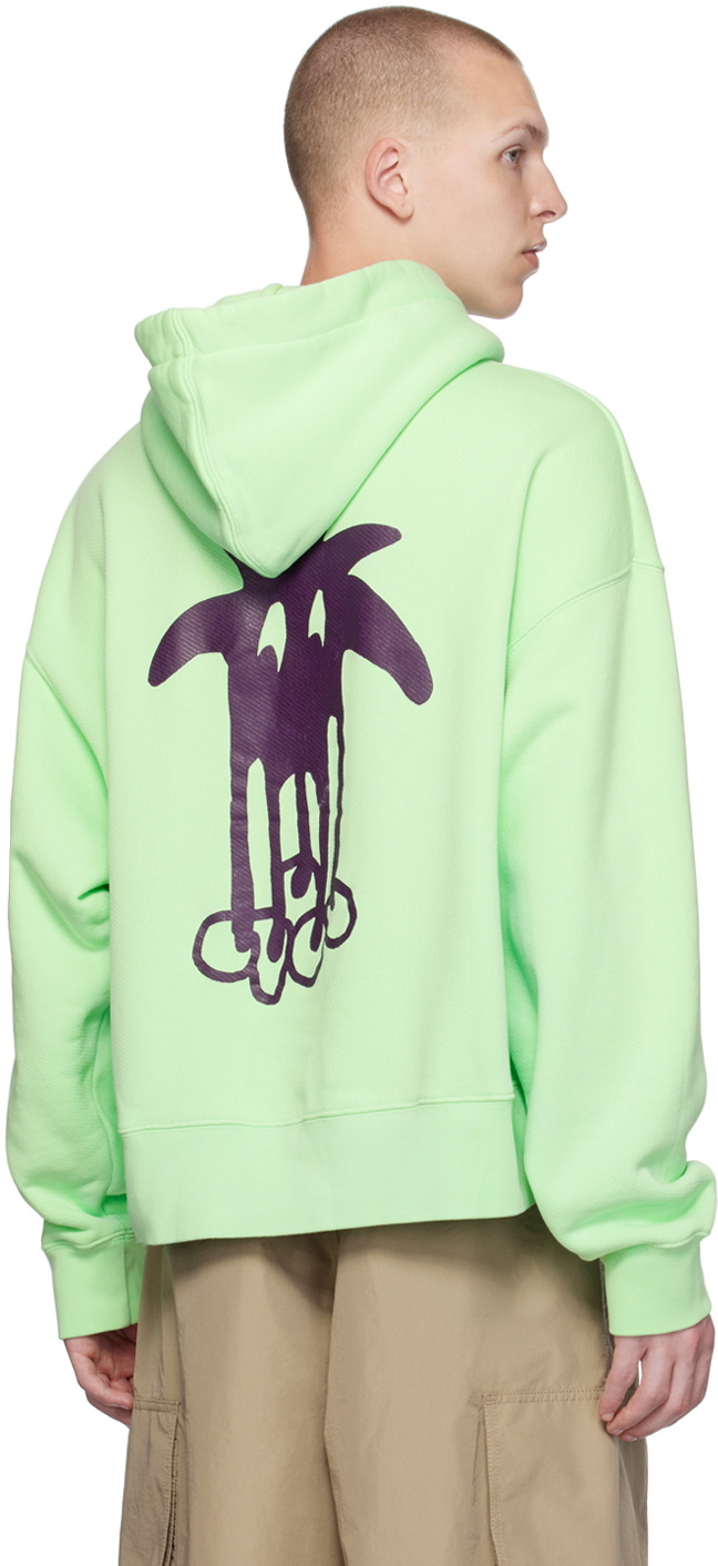 Green Douby Hoodie by Palm Angels on Sale