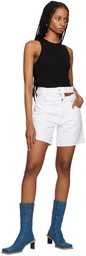 AGOLDE White Broken Waistband Denim Shorts