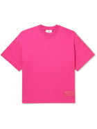 AMI PARIS - Logo-Appliquéd Organic Cotton-Jersey T-Shirt - Pink