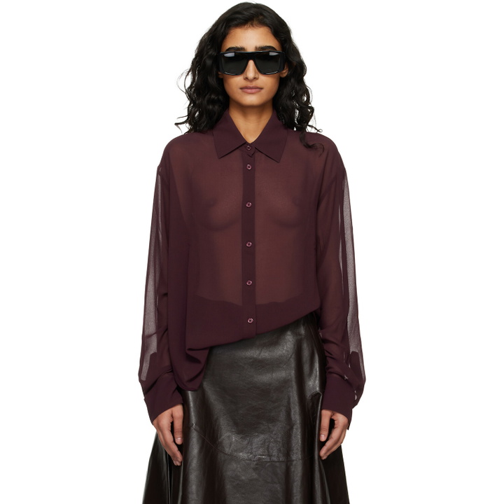 Photo: The Frankie Shop Burgundy Peri Georgette Shirt