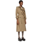 Gucci Beige and Brown GG Supreme Trench Coat