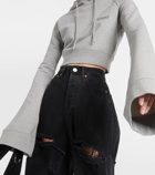 Vetements Cotton-blend jersey cropped hoodie