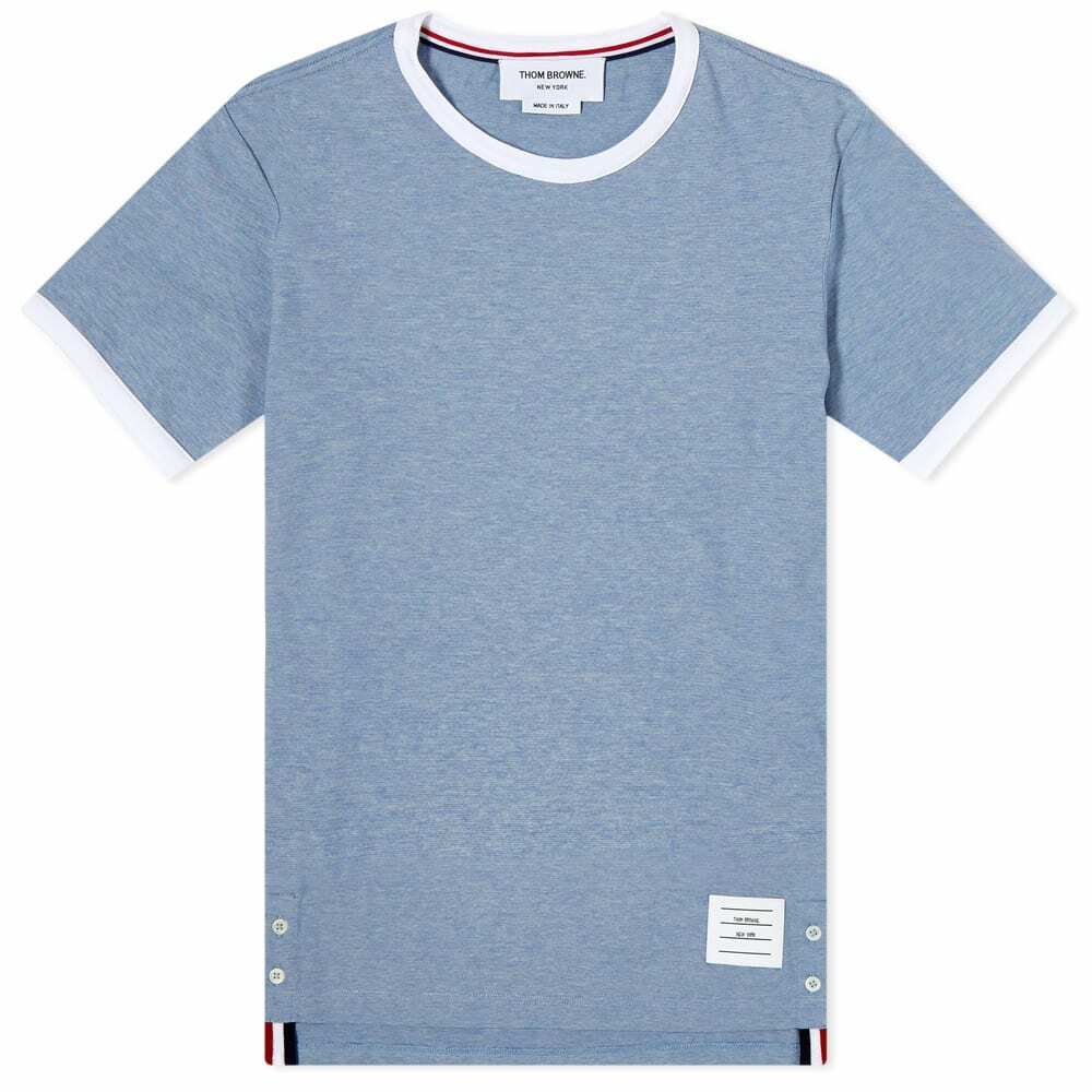 Tシャツ・カットソー THOM BROWNE Women Tops FJS075A00042415 Dark Blue Thom Browne Women's Short Sleeve Ringer T-Shirt in Light