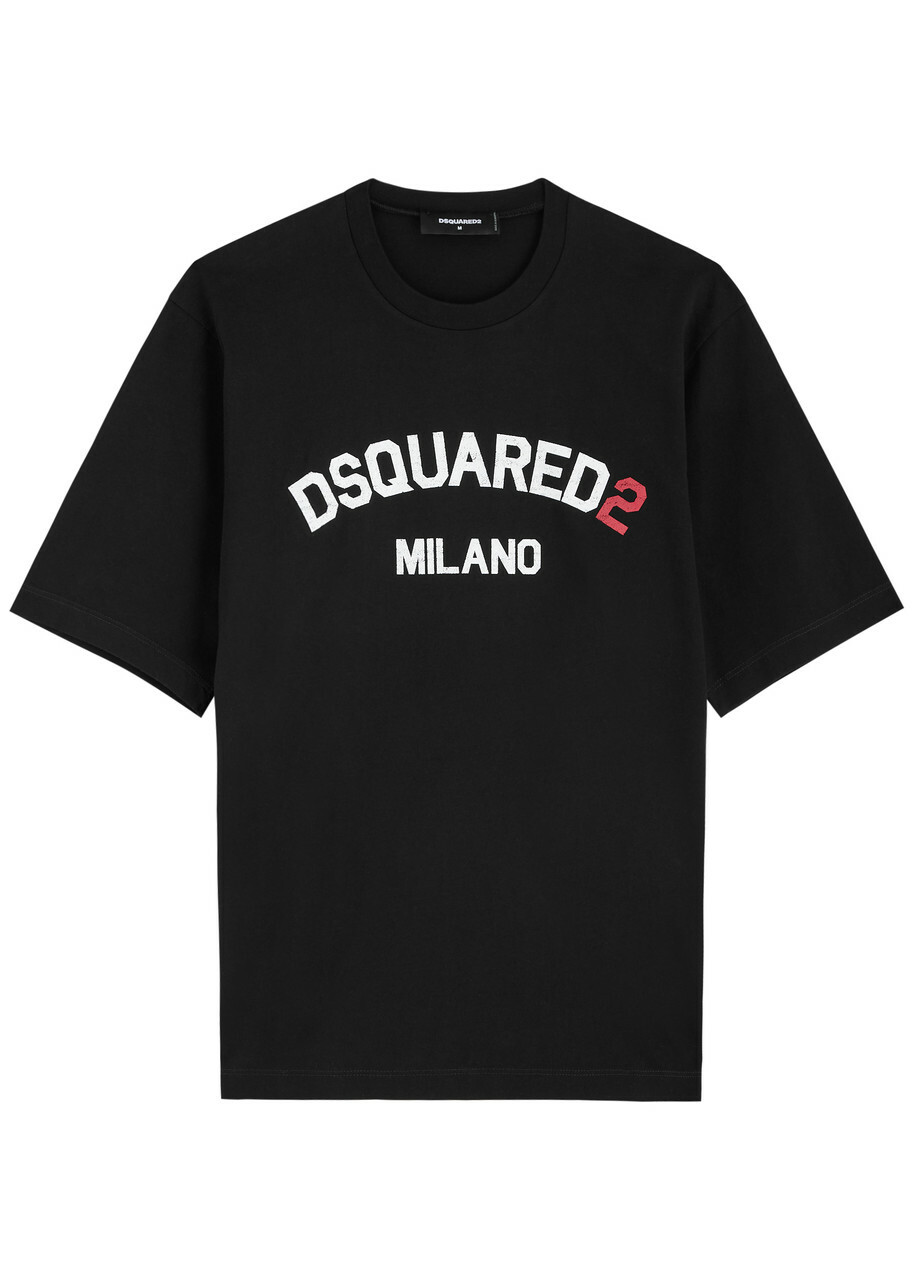 Tシャツ・カットソー D SQUARED2 COTTON T-SHIRT WITH LOGO PRINT DSQUARED2 Logo-print Cotton T-shirt Black Dsquared2
