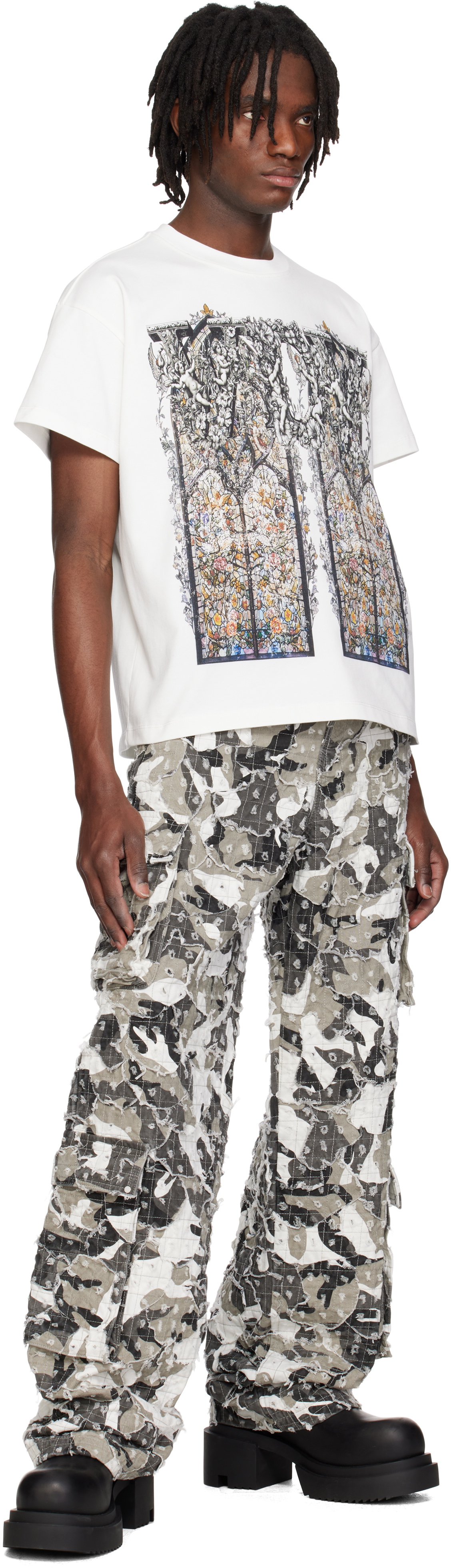 Who Decides War Gray Micro Distressed Cargo Pants