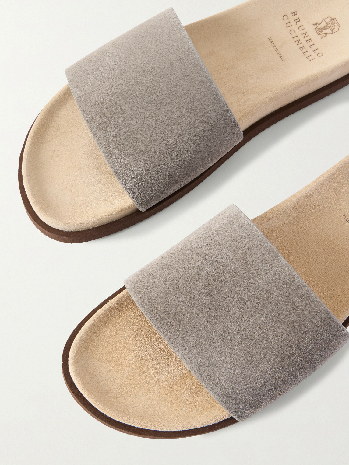 Brunello Cucinelli - Suede Slides - Gray