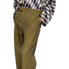 Dries Van Noten Brown and Yellow Pen Trousers