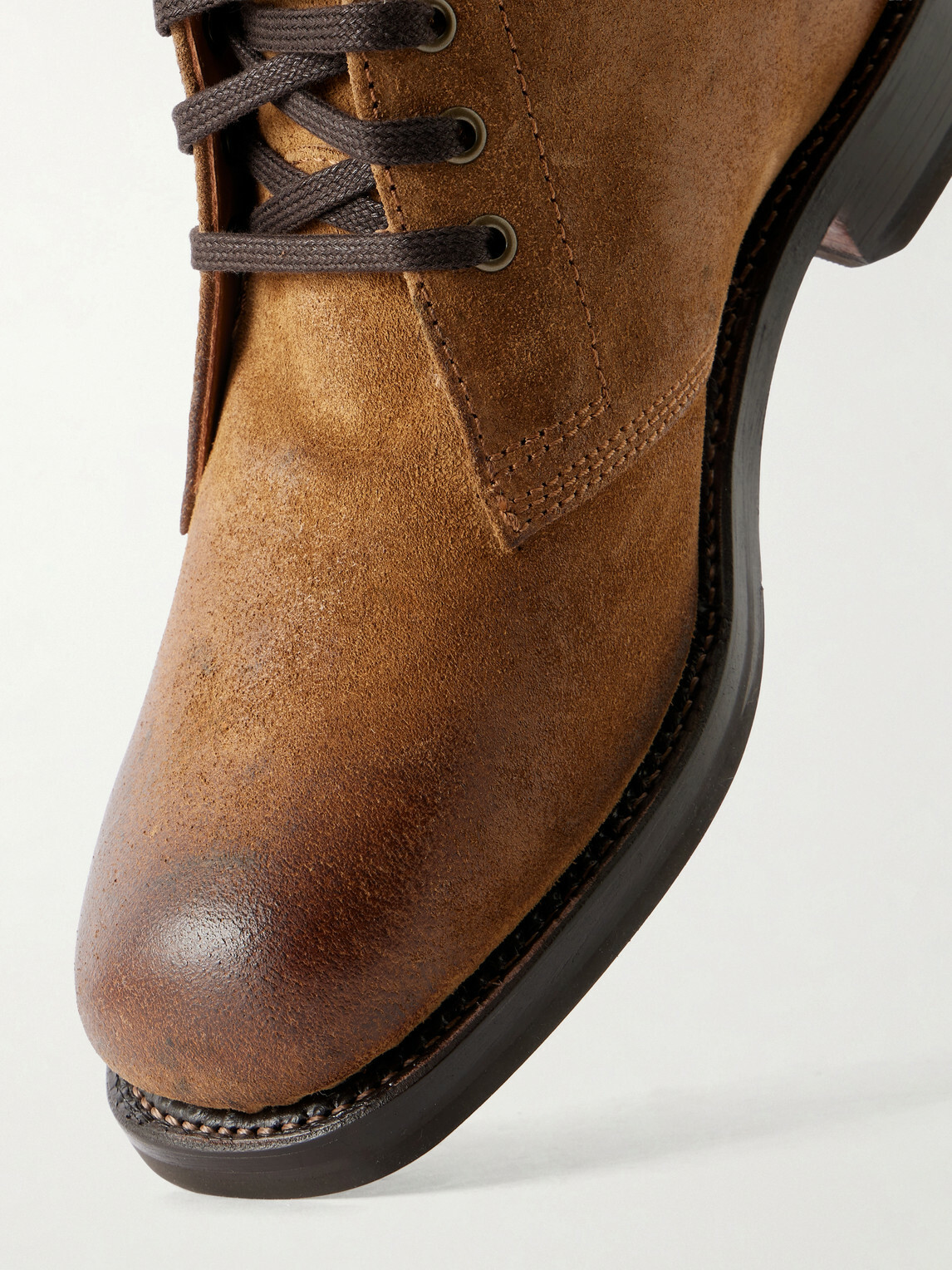 Grenson - Rory Burnished-Suede Lace-Up Boots - Brown