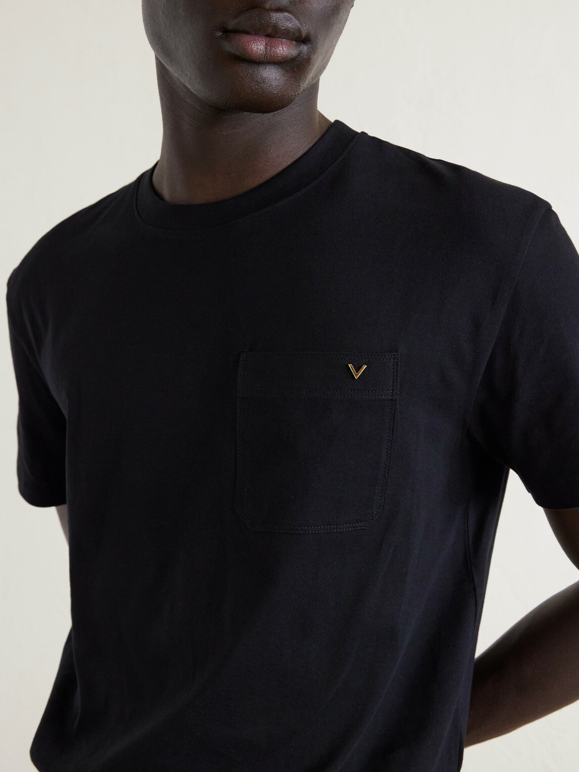 Valentino Garavani - VGold Cotton-Jersey T-Shirt - Black