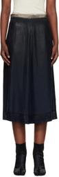 Maison Margiela Navy Foil-Treated Midi Skirt