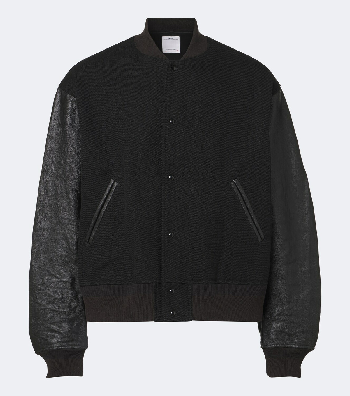 Visvim Wool, linen, and leather varsity jacket
