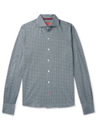 Isaia - Slim-Fit Houndstooth Cotton-Jersey Shirt - Green