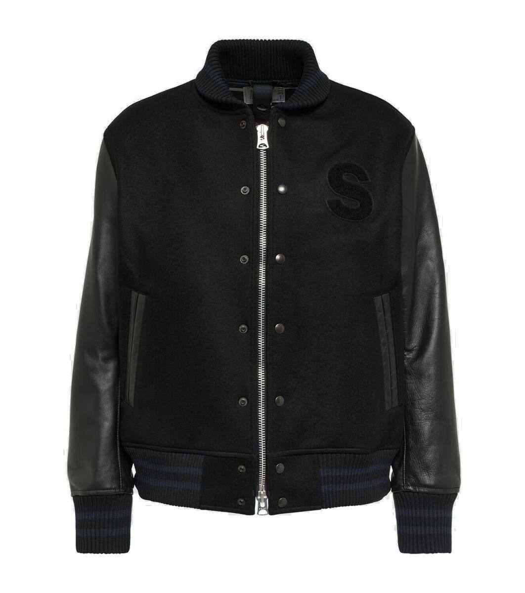 Sacai Interstellar wool and faux leather varsity jacket Sacai