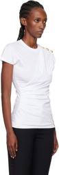 Balmain White Short-Sleeved Draped Jersey T-shirt