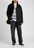 Loewe Womens Black Double-breasted Wool Peacoat S