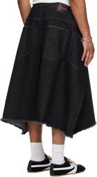 LU'U DAN Black Denim Maxi Shorts