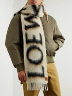 Loewe - Fringed Logo-Print Knitted Scarf