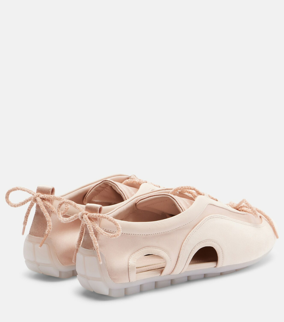 Simone Rocha Cutout suede-trimmed satin sneakers
