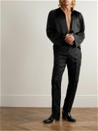 TOM FORD - Austin Straight-Leg Wool and Silk-Blend Satin-Jacquard Suit Trousers - Black