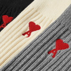 AMI Men's A Heart Sock - 3 Pack in Off White/Grey/Black