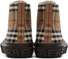 Burberry Brown Vintage Check High-Top Sneakers