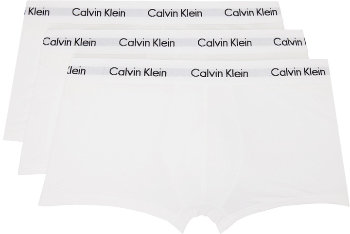Photo: Calvin Klein Underwear Three-Pack White Low-Rise Boxer Briefs