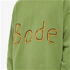 Bode Men's Rickrack Embroidered Logo Crew Sweat in Green
