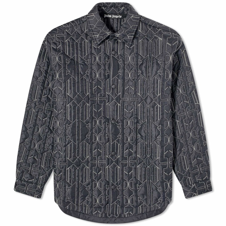 Photo: Palm Angels Men's Monogram Quilted Overshirt in Grey