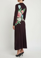 Tory Burch Floral-print Jersey-mesh Midi Dress Brown