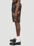 Abstract Motif Board Shorts in Black