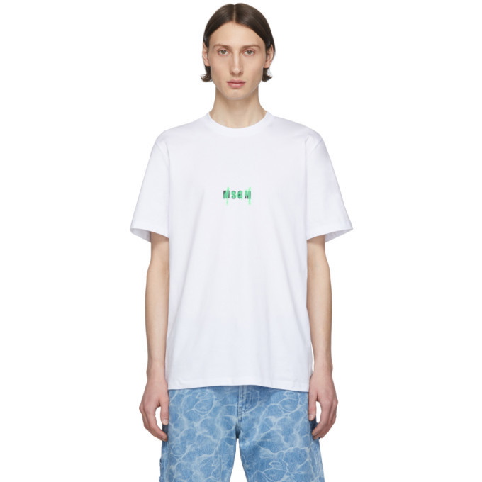 Photo: MSGM White Graffiti Logo T-Shirt