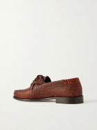VINNY's - Millo Croc-Effect Leather Boat Shoes - Brown