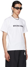 Balenciaga White Blurry Logo Small Fit T-Shirt