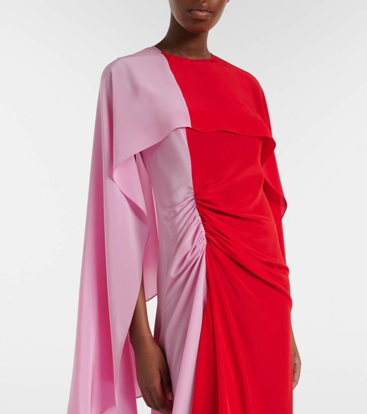 JW Anderson Draped caped silk midi dress