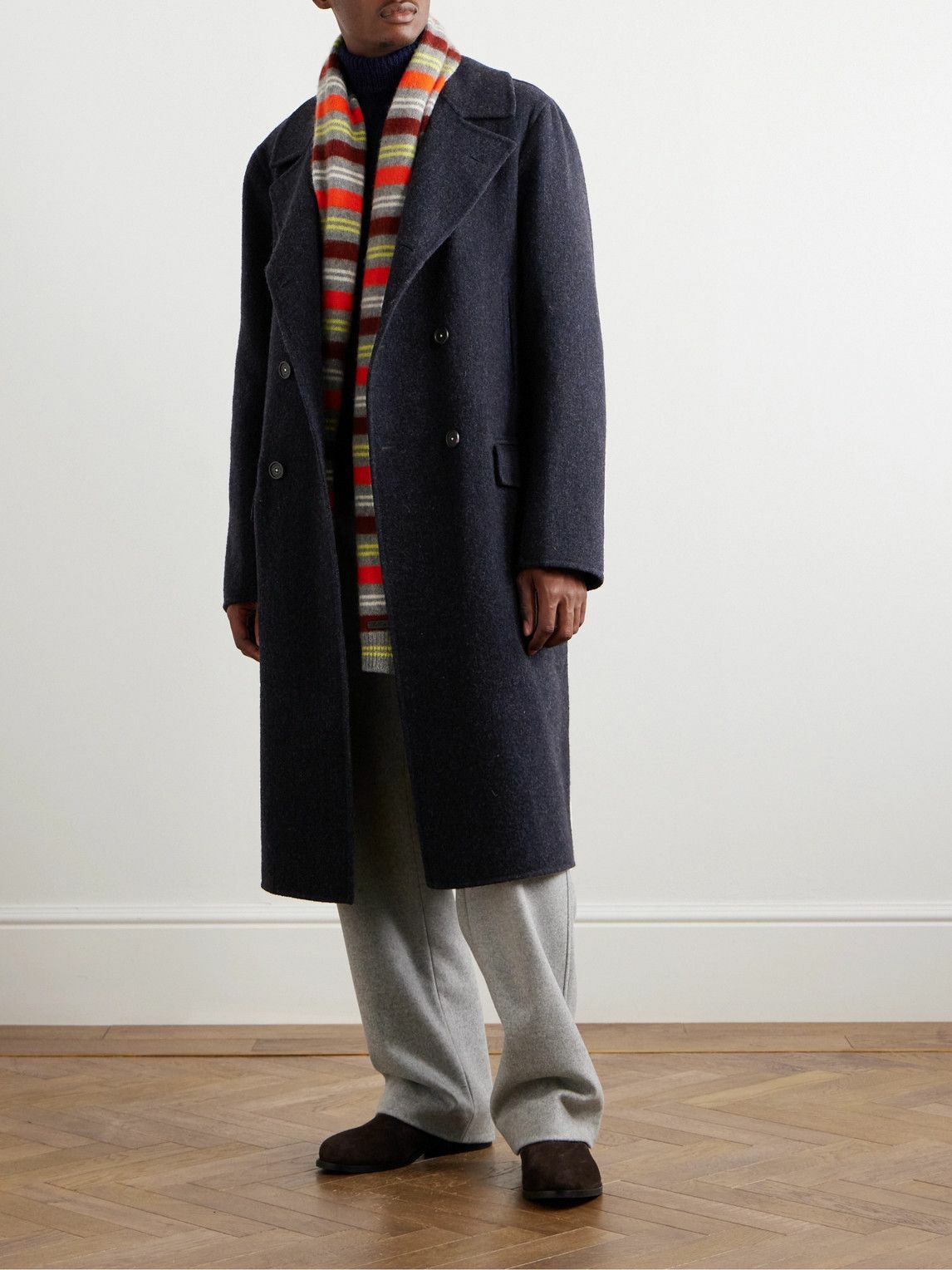 【マッシモアルバ】ハウンドトゥース ダブルブレスト チェスターコート Massimo Alba - Double-Breasted Wool Coat - Blue Massimo Alba