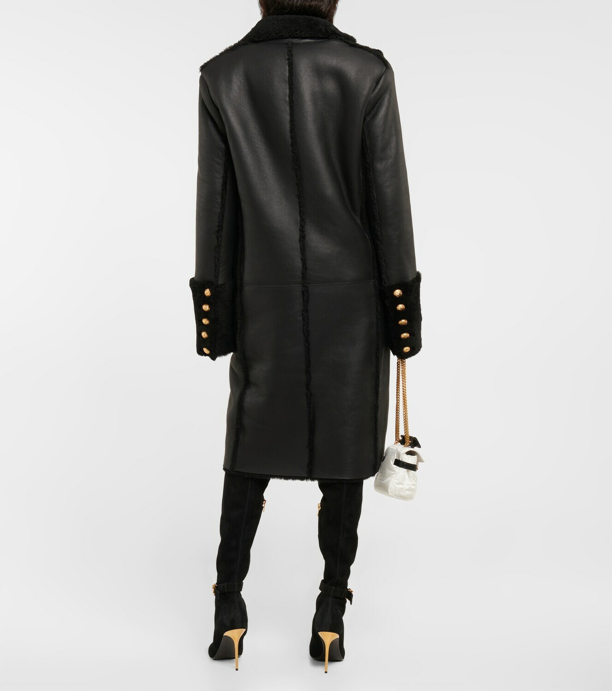 Balmain Leather and shearling coat Balmain
