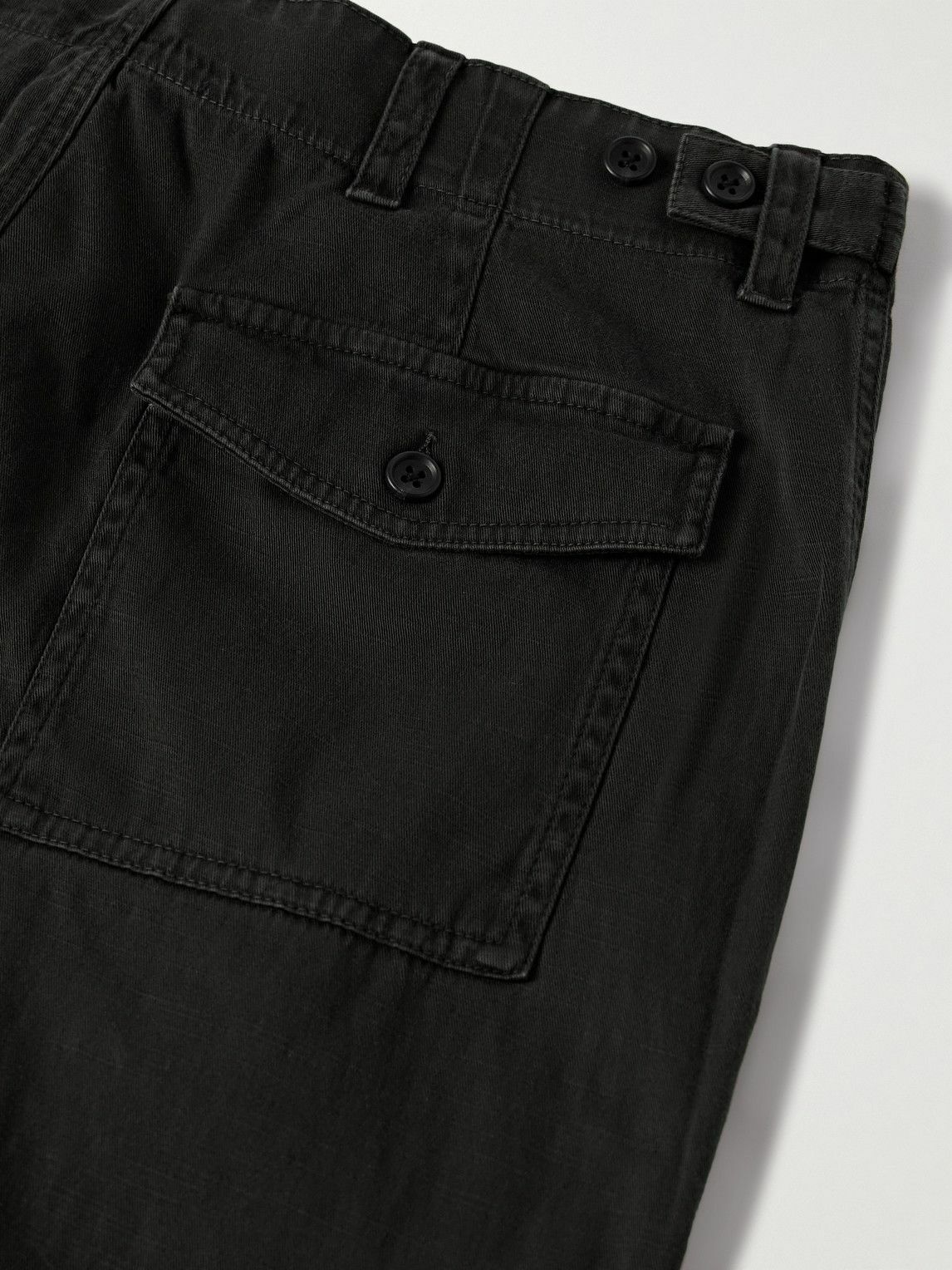 James Perse - Flight Straight-Leg Slub Cotton-Blend Twill Drawstring Trousers - Black