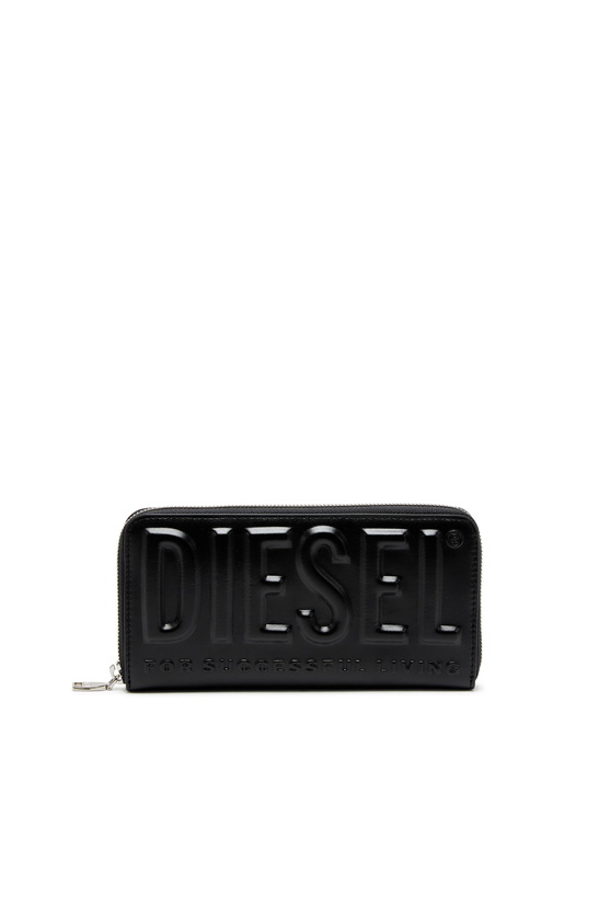 Photo: Diesel Long zip wallet in logo-embossed leather - Zip-Round Wallets Mens in Black