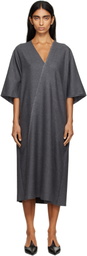 MM6 Maison Margiela Gray Raw Edge Midi Dress