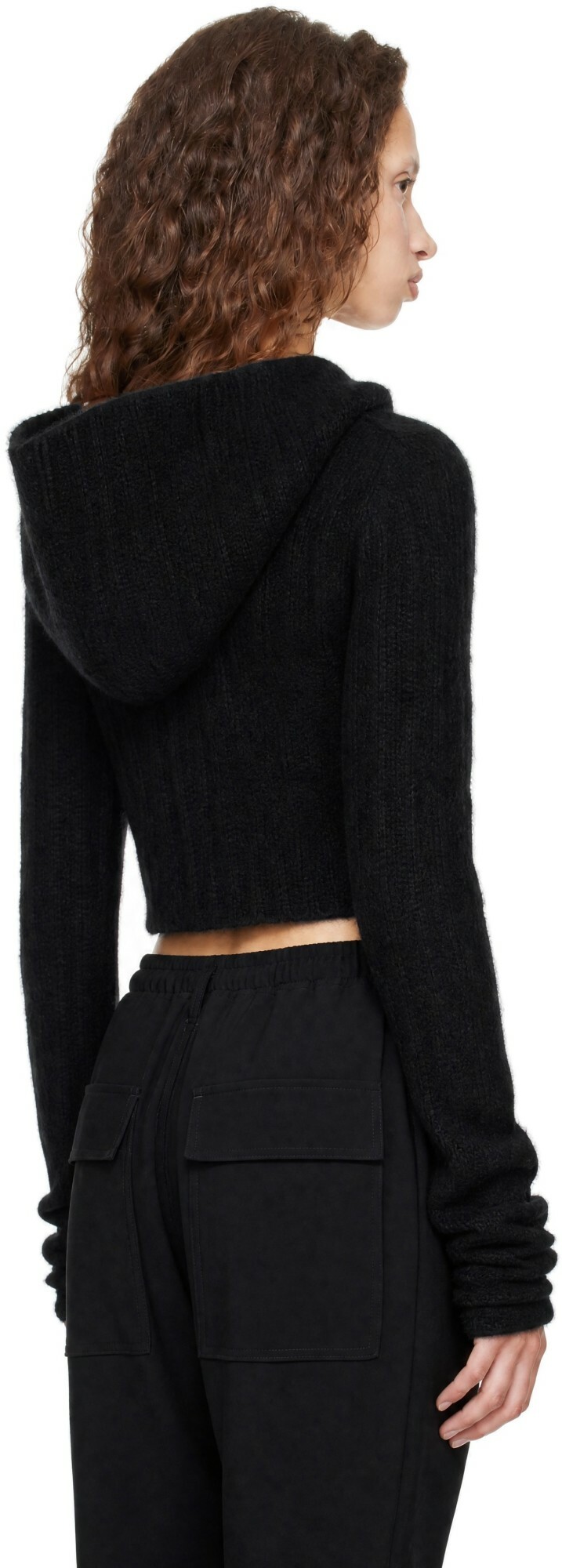Rick Owens Black Tower Cropped Hoodie